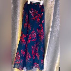 Long floral print fairy core skirt